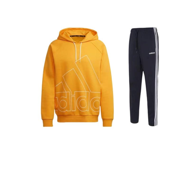

Adidas Американский винтажный полый логотип с принтом, свитер, толстовка с полосатыми брюками на шнурке, повседневный спортивный комплект для мужчин DU0457+-HB5090 M