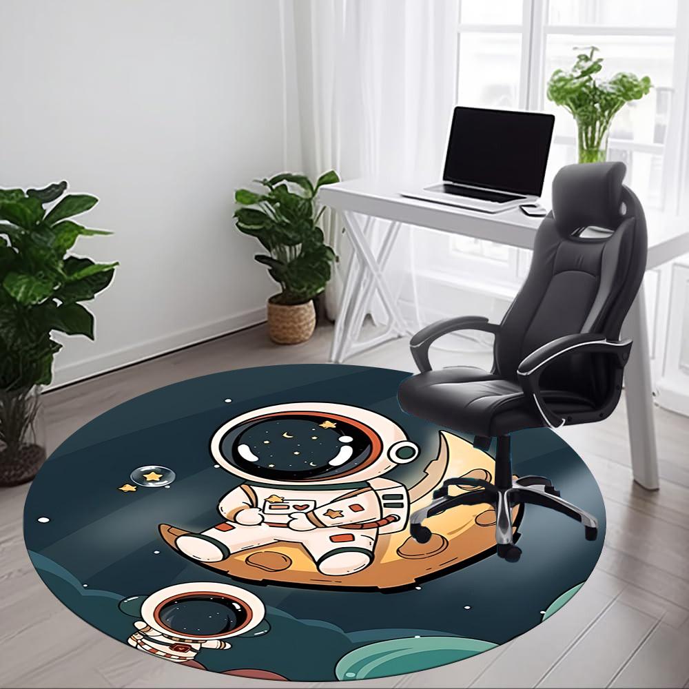 1pc Space Explorer Office Round Area Rug, Under Office Chairs Bedroom Living Room Home Decor, Room Deco