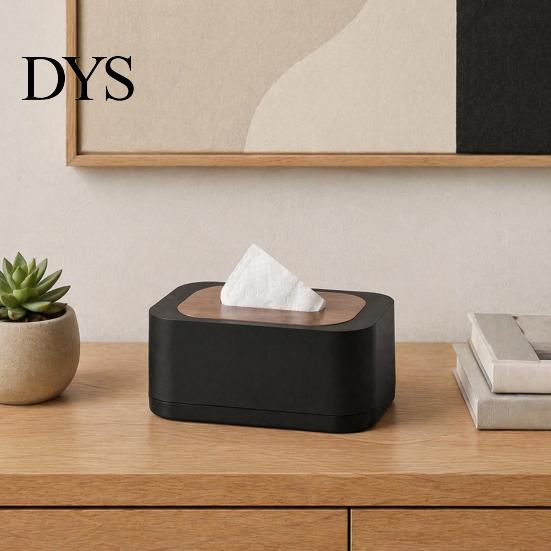 Tissue Holder for Desk Modern Box Holder, Spring Loaded Napkin Dispenser with Remote Plastic Cover Control Storage Tray Coffee Table, Home Office