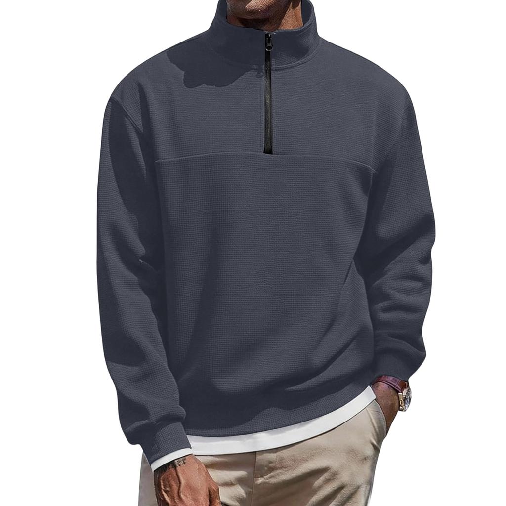Men's And Women's Casual -color Long-sleeved T-shirts, Men's Sporty Breathable Stand-up Collar Half-zipper Top