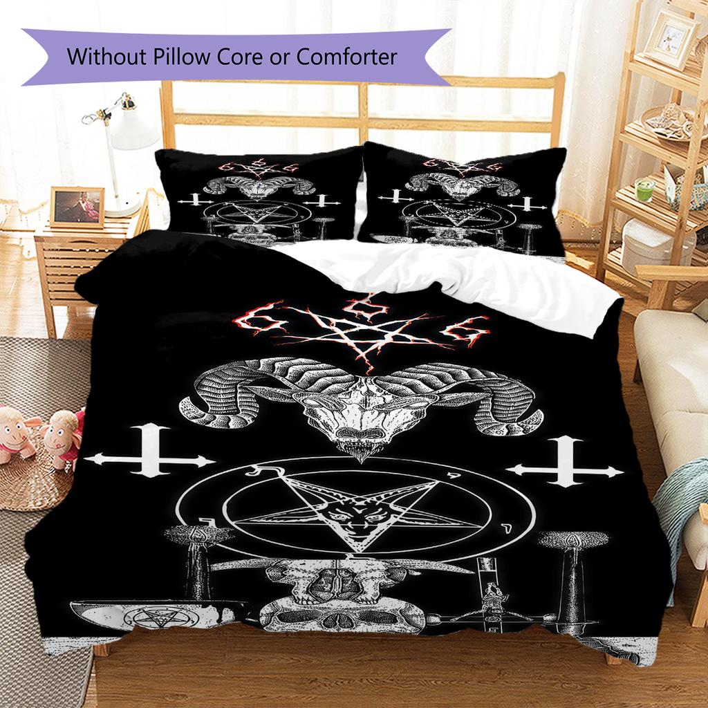 Satan Symbol Pattern Bedding,Quilt Set Quilt Cover Pillowcase Home Birthday Gift (1 * duvet cover + 2 * pillowcase, without core)