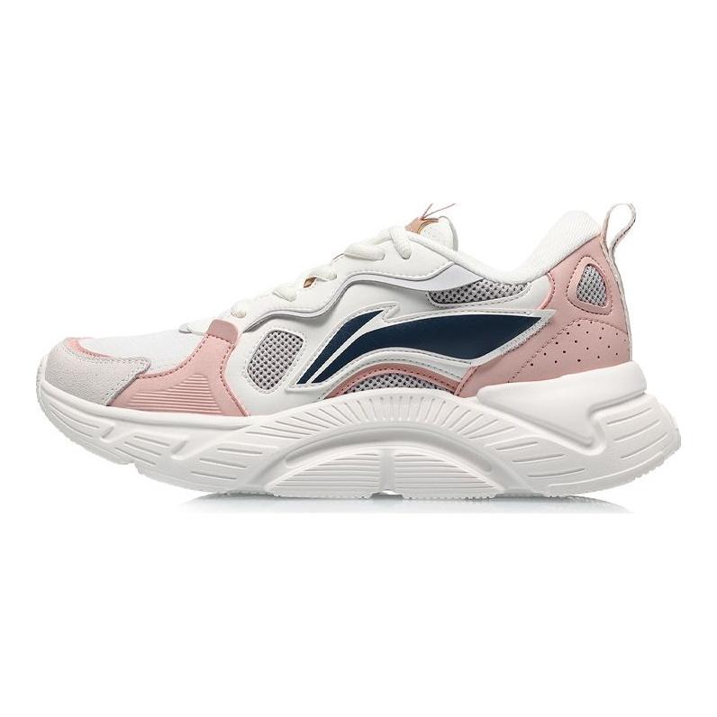 Li-Ning Trendy Lightweight Low-Top Running Shoes Women Sneakers White Gray Pink ARLQ034-1