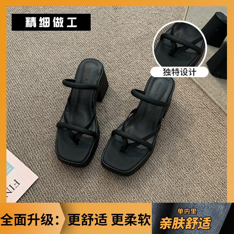 

Small slippers women s summer outer wear new high-end thick heel exquisite heightening thick-soled high-heeled sandals 35 чорний