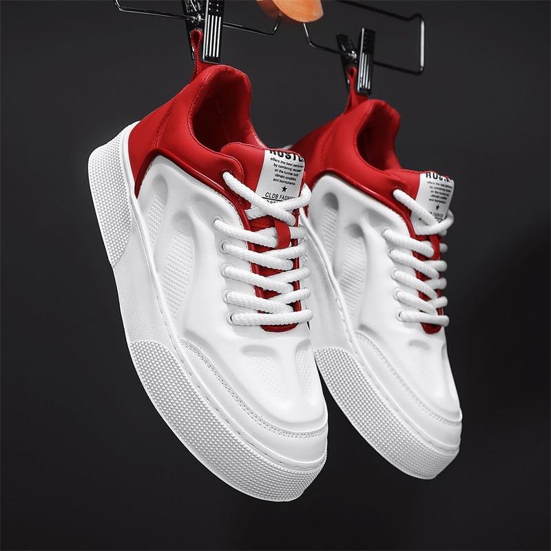 Men's Sport Shoes White Leather Sneakers Men Summer Casual Vulcanized Shoes Male Sneakers Black Skateboard Shoes Flat Sole