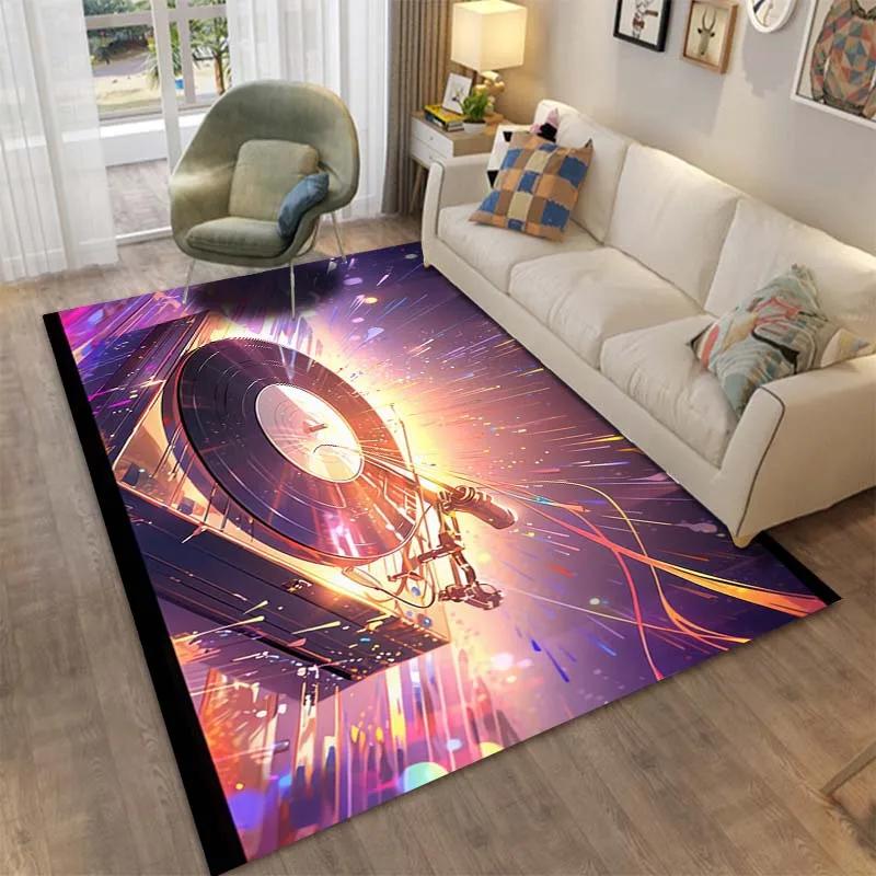 Retro Record Phonograph Print Carpet Multi-size Optional Living Room Room Office Music Classroom Four Seasons Mat Quick Arrival