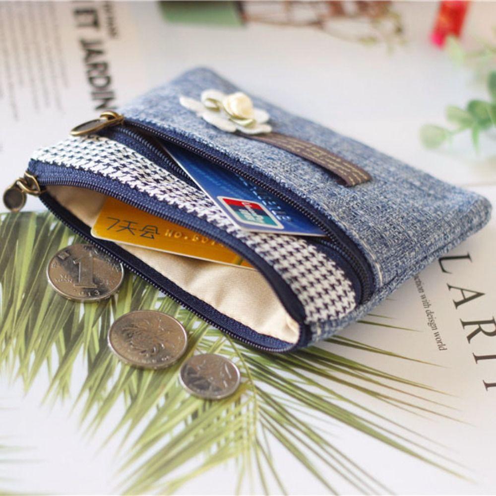 Fashion Flower Multi-layer Cotton Fabric Coin Purse Women Card Wallet Small Change Bag Retro Canvas Female Hand Purses Pouch New