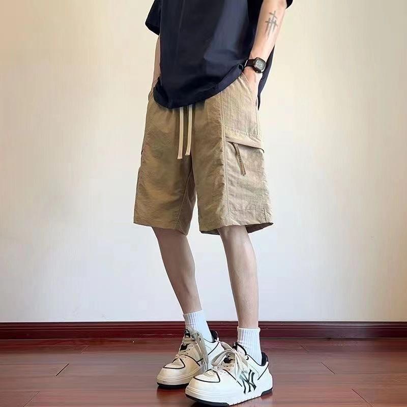 

Летние мужские шорты Tide из ледяного шелка для работы - Новинка 2025 года, пятиточечные, повседневные, универсальные, в спортивном стиле 3XL (160-175 lbs) хаки