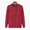 Autumn Sweaters Winter Knitted Clothes Women Printed Middle Aged Mother Embroidered Long Sleeve Tops Button Sweater