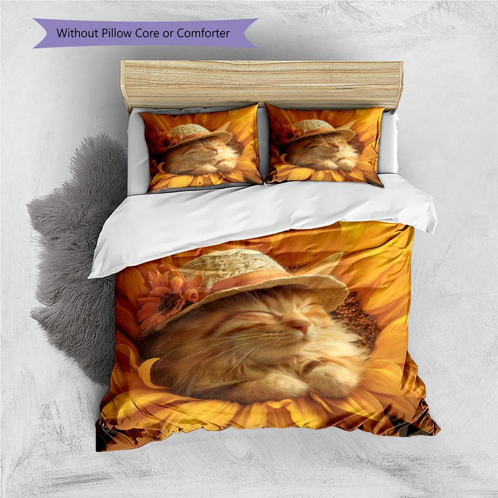 Conjunto de Colcha com Padrão de Desenho Animado Capa de Colcha Fronha Decoração de Casa Presente de Aniversário (1 capa de edredom + 2 fronhas, sem enchimento.)