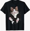 Cute White Kitty In Pocket T-Shirt Funny Cats Faux Pocket Gift Men Graphic Crew