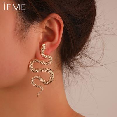 Retro Dreidimensionale Schlangenförmige Ohrringe, Modische Punk Geometrische Legierung Geschnitzte Tier Schlange Ohrringe, Ohrringe