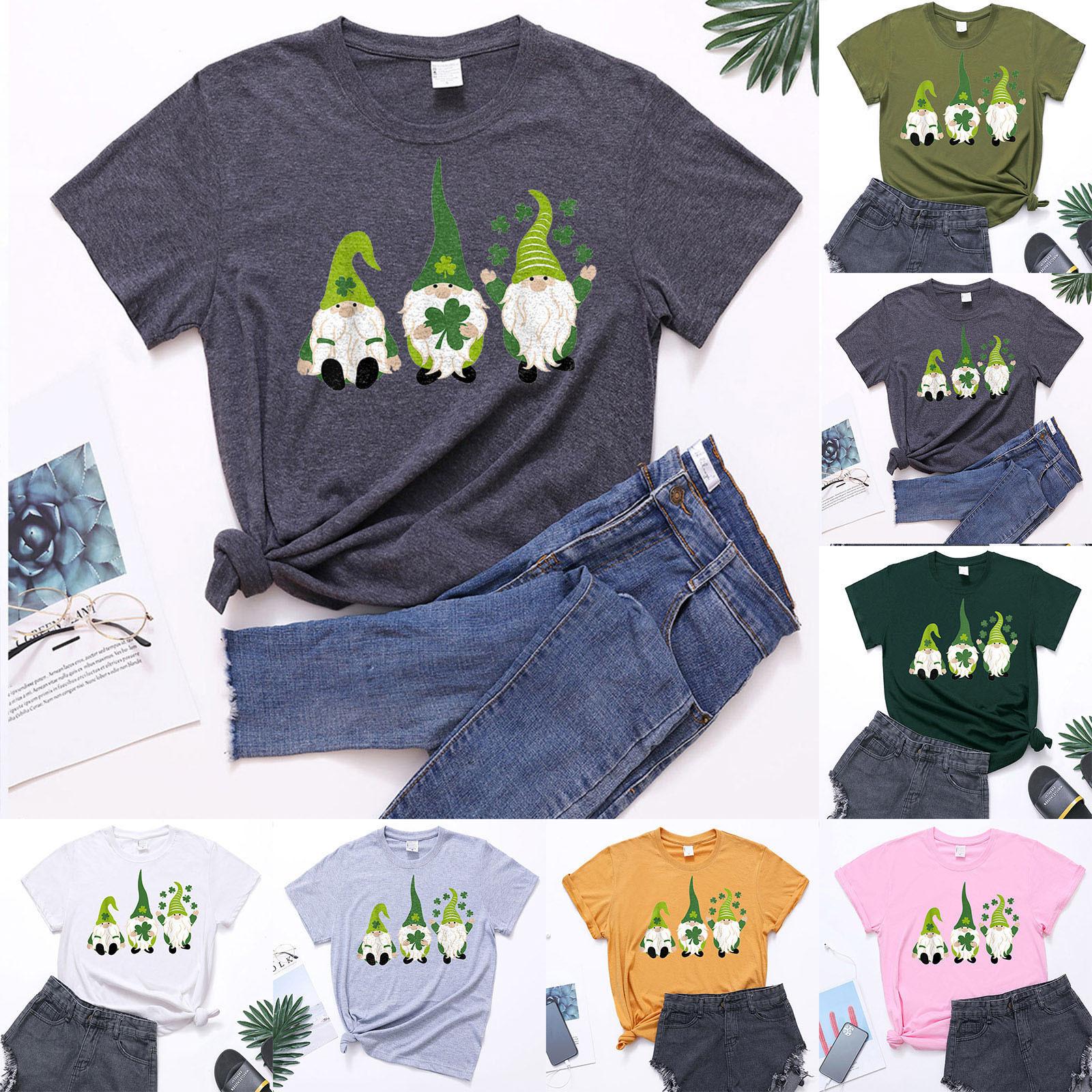 

улица. Женская милая летняя свободная рубашка с короткими рукавами и круглым вырезом в стиле ретро на День Святого Патрика, с короткими рукавами и круглым вырезом спереди