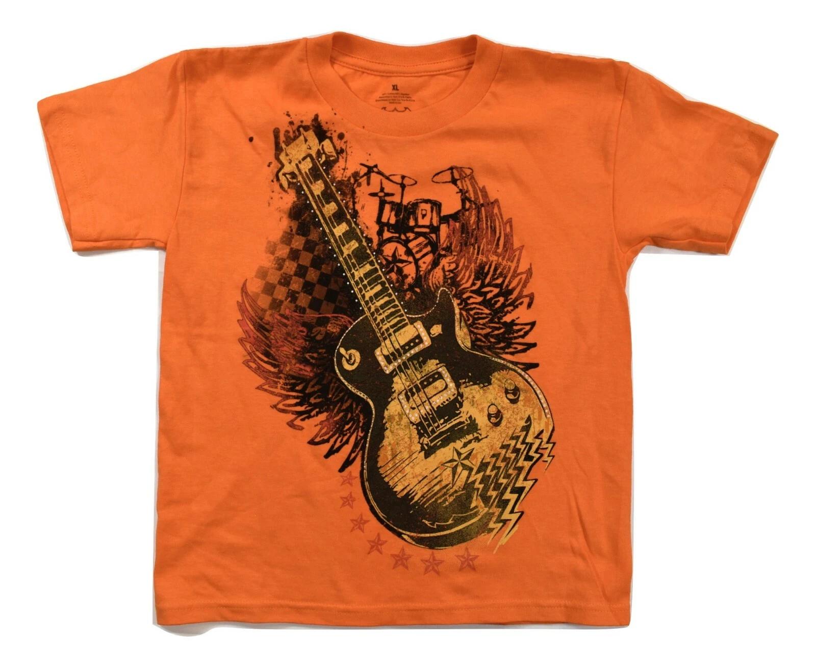 

Mad Enigine Little Boys Guitar With Wings Orange Shirt New XL(7) 2XL