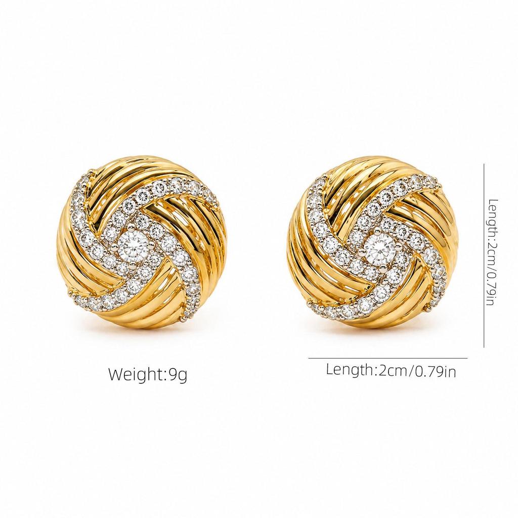 Gold-Plated Geometric Stud Earrings: High-End European & American Style, Personalized Fashion for Beach Vacations