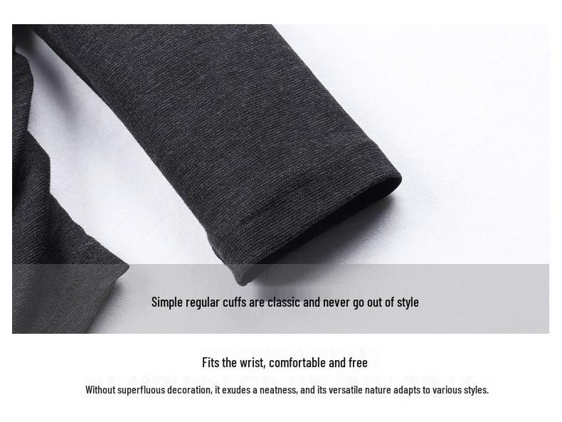 2025 Women's Slim Fit Black Lyocell Faux Two-Piece Long Sleeve T-Shirt