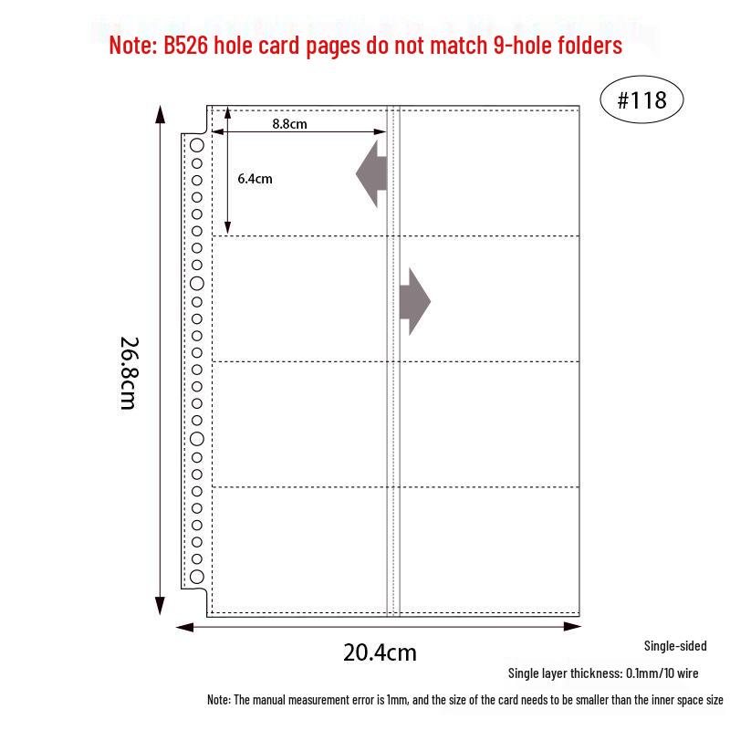 B5 Card Album with PP Transparent Inner Pages: Loose-Leaf with 1, 2, or 4 Pockets, 9-Hole Refill for Idol Card Storage