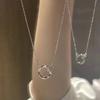 Mobius Intertwined Round Zirconia Couple Necklace Clavicle Chain Light Luxury Punk Geometric Sweet Cool Jewelry Party Gift