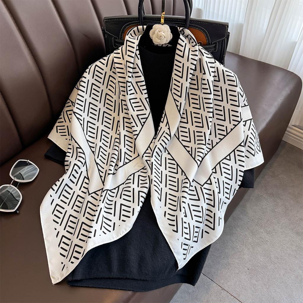 New Spring and Summer Fashion Scarf Striped Twill Shawl for Women  Big Square Scarf Sun Scarf Neck