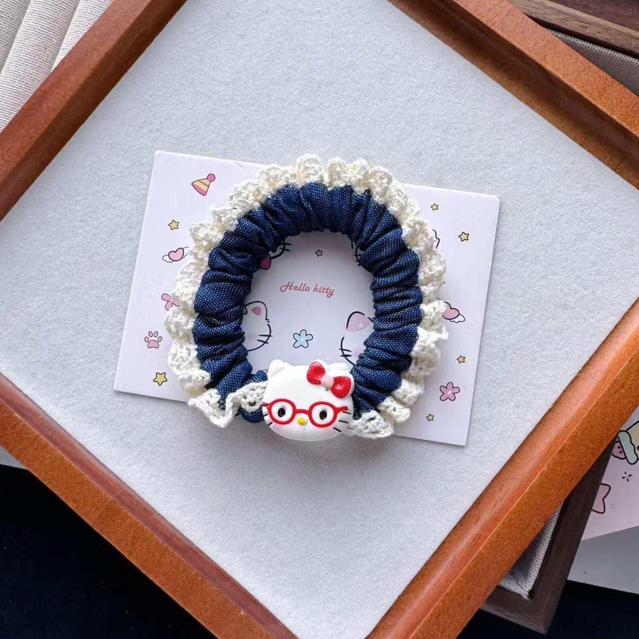 

Денім-Шпилька з мереживом для волосся Кітті - Високоеластична гумка та милий аксесуар для хвоста