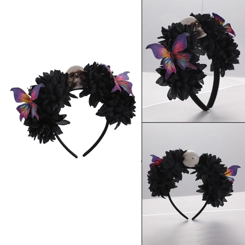 Plastic Skull Headbands For Halloween Parties Gothic Costume Accessory Portable Hair Decors