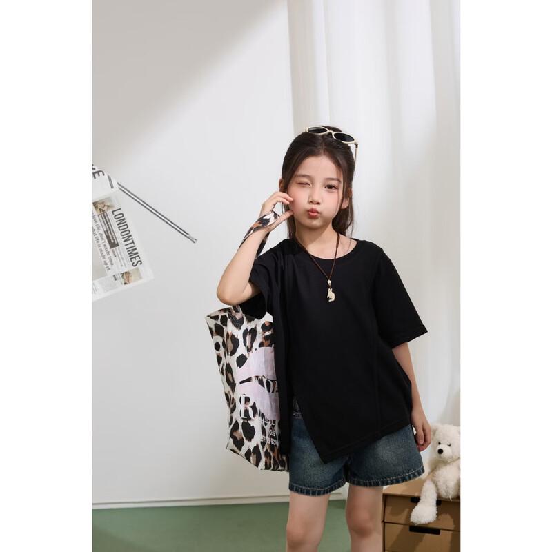 Girls' Irregular Slit Summer T-Shirt