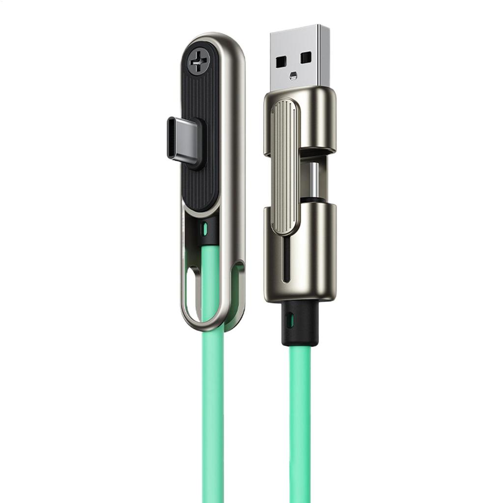240W Fast Charging Cable With Hide Bracket USB-A/C To Type-C Dual-head Charging Cable Side-mounted Phone Charging Cable