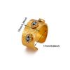 Broad Surface Chunky Anillos For Women Men Punk Türkiye Eye Zirconcia Rings Gold Color Stainless Steel Waterproof Jewelry Gift