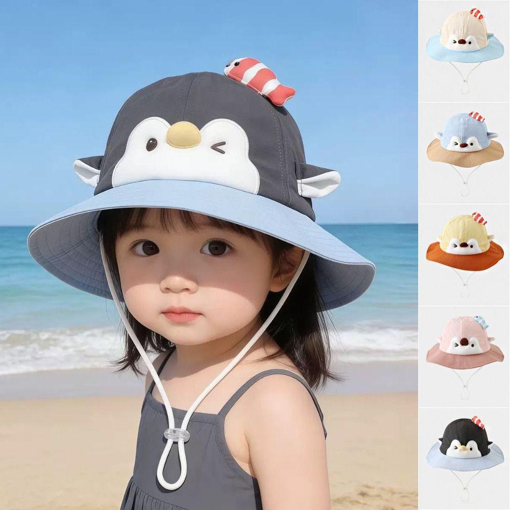 Big Brim Kids Penguin Sunscreen Hat Little Fish Children Beach Cap Children's Sun Hat Summer