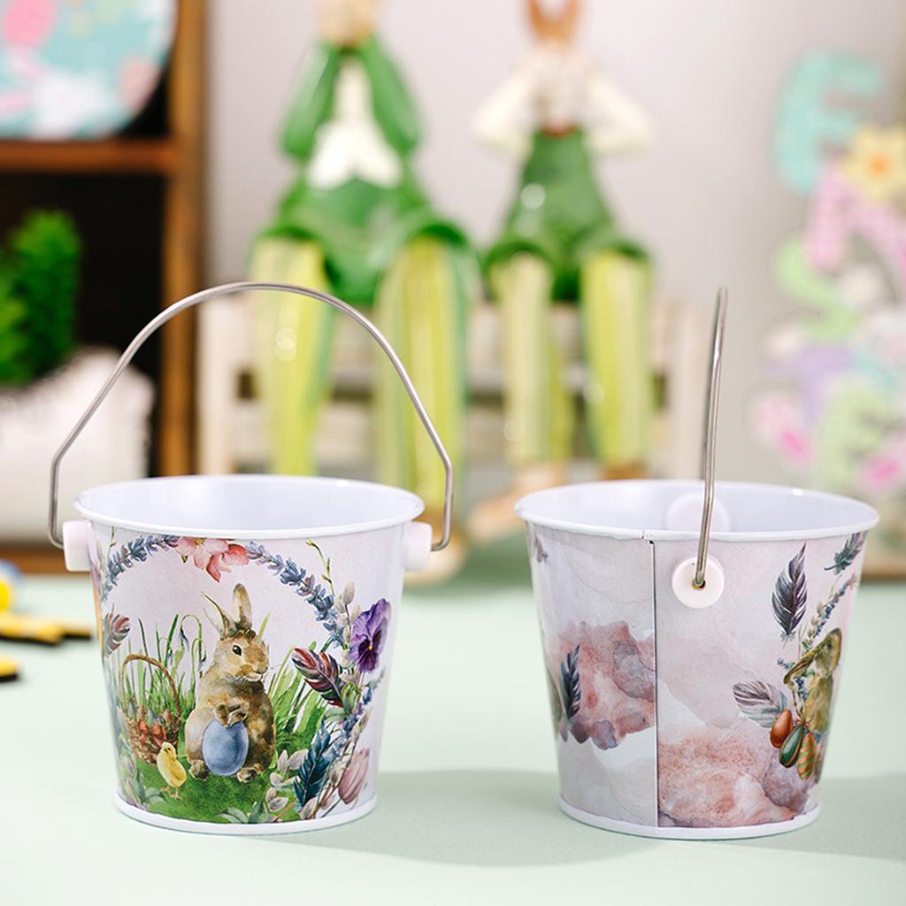 Ostereier-Hase Schmiedeeisen Aufbewahrungsbox, Süßigkeiten-Geschenk Aufbewahrungseimer, Blech Aufbewahrungsbox