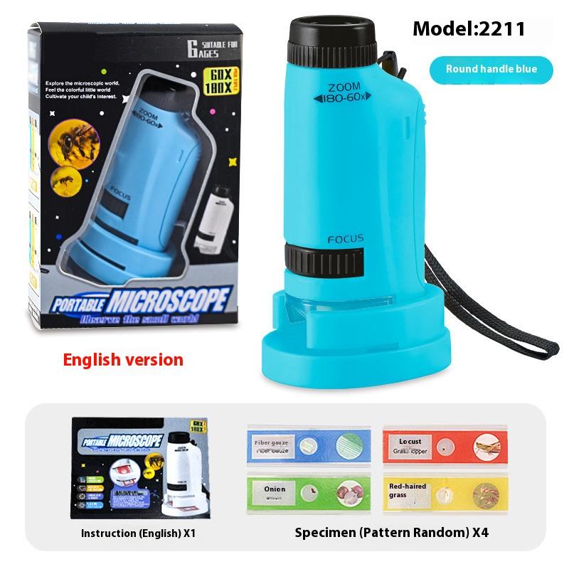 

Microscope, Children s Portable Handheld 180X Biological Specimen Magnifying Glass, Student Science Experiment Toy синій
