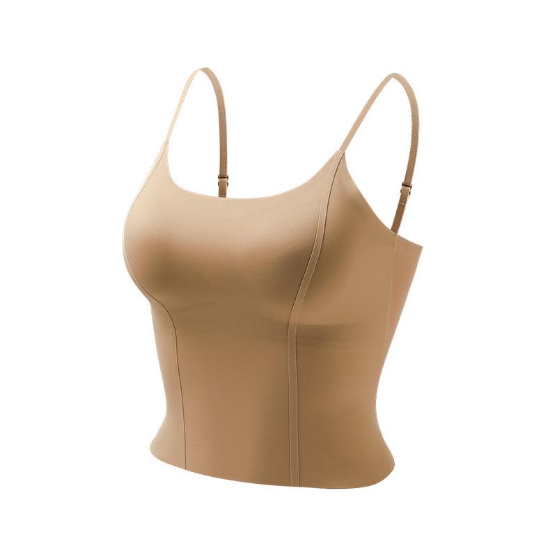 2025 Autumn/Winter Seamless Nude Bra with Built-In Pads, Slimming Camisole (Brushed Soft and Free-to-Wear)
