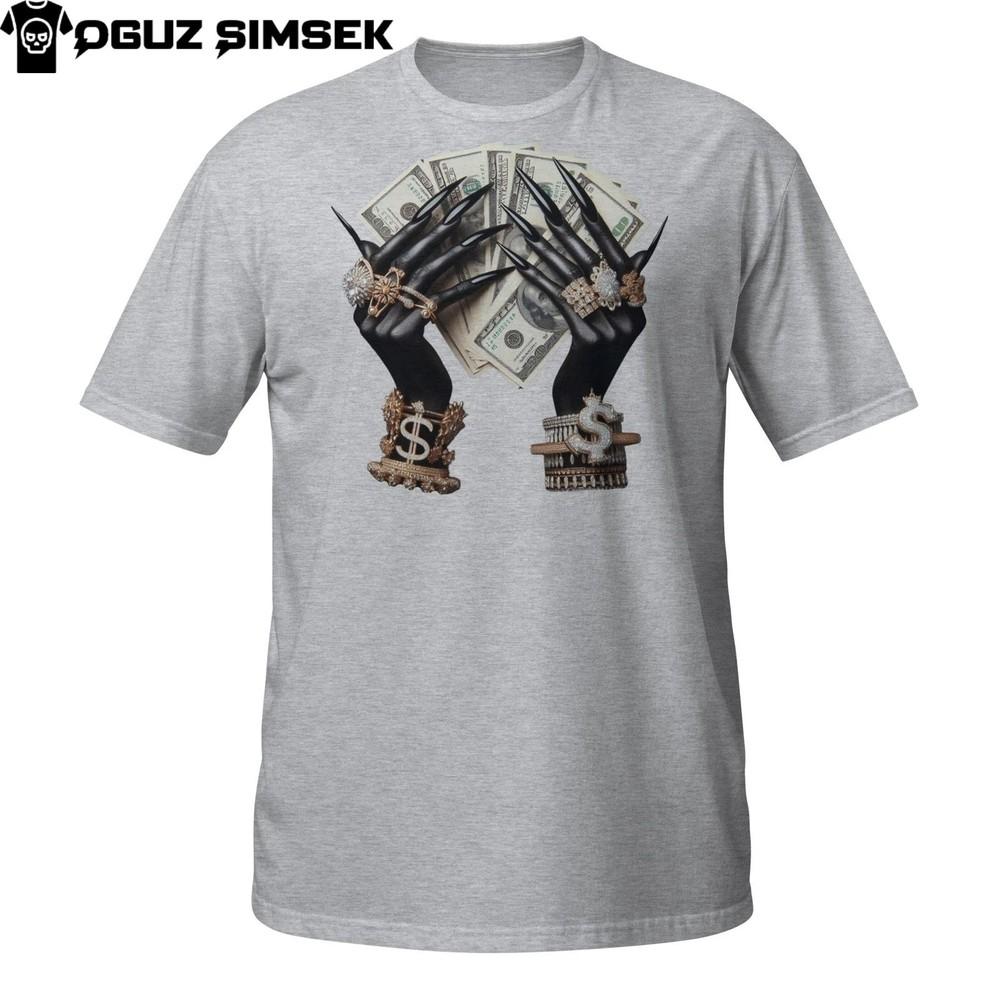 

Luxury Bling Tee – Hip Hop Hands Holding Money with Dollar Sign Jewelry XL