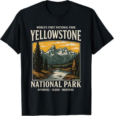 Park Narodowy Yellowstone Vintage Góry Natura Turystyka Koszulka Unisex Koszulka