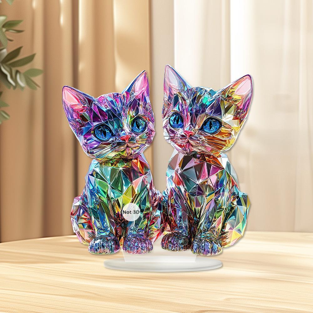 Colorful, Two Kittens, Home Living Room Decoration, Study Decoration, Acrylic, Desktop Decoration, Decorations, Gift Giving