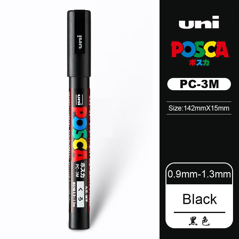 Japan Posca Posterfarbe Markierungsstifte, PC-1M/3M/5M Weiß/Schwarz/Gold/Silber Wasserdichte Farbstifte zum Zeichnen Malen stiften