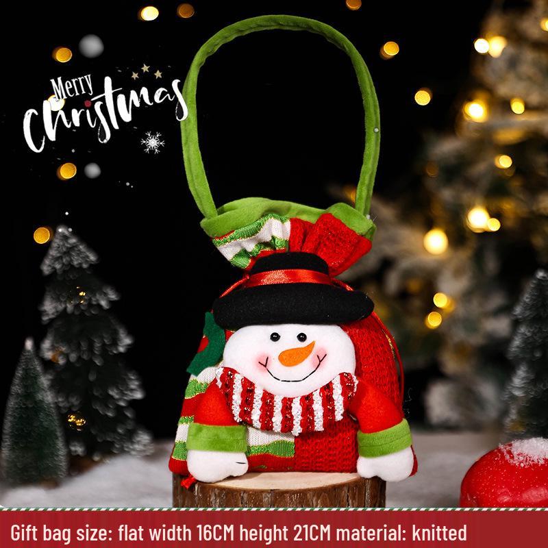 Three-Dimensional Santa Claus Burlap Backpack Candy Bag - Large Christmas Gift Decoration
