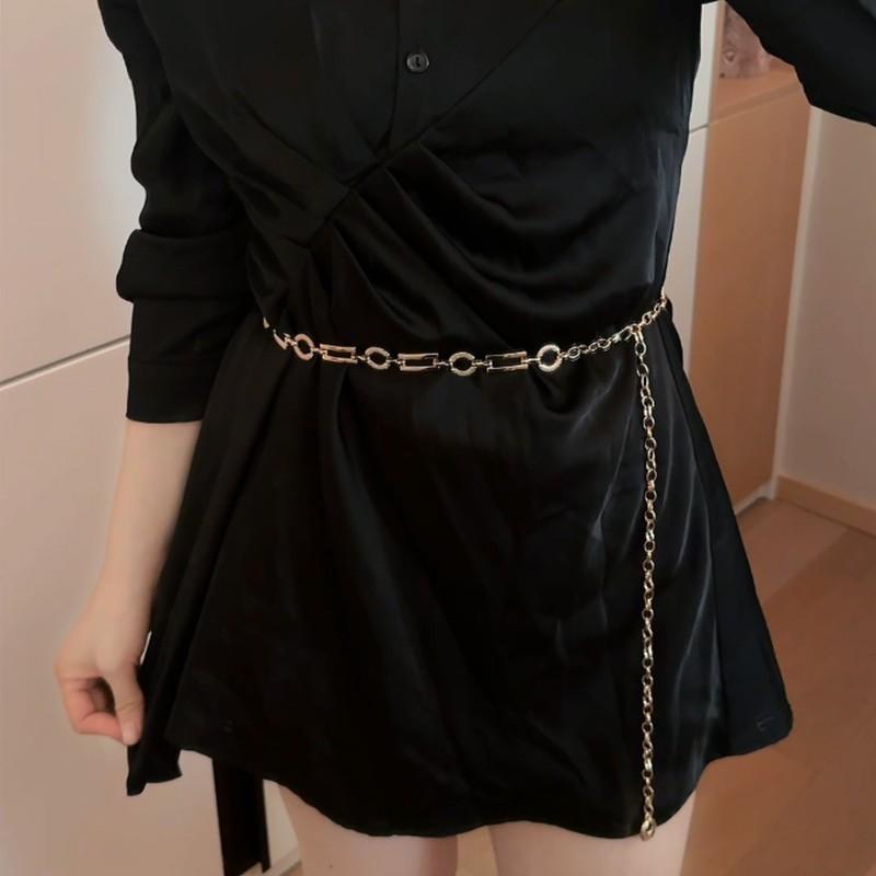 Style Metal Waist Chain Accessory For Women With Simple Shine Design For Casual Wear