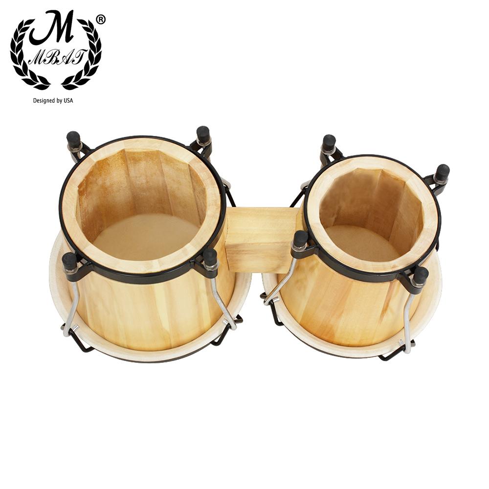 M MBAT Wooden Bongo Drum High Quality Percussion Instrument 6 Inch African Tambourine With Wrench Music Accessories Rhythm Gift