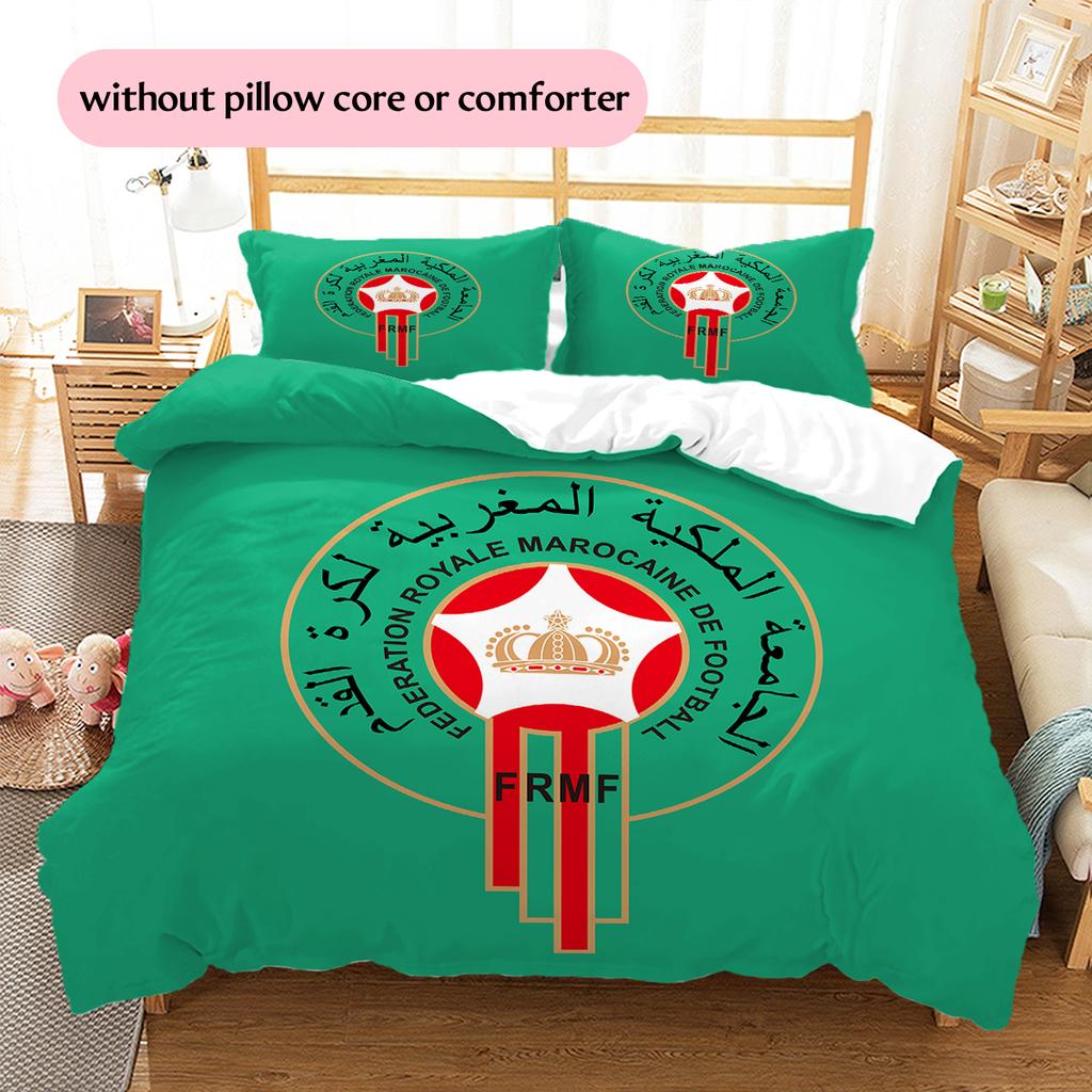 Biancheria da letto con motivo della Nazionale del Marocco Decorazione per la casa Regalo di compleanno (1 * copripiumino + 2 * federa, senza nucleo)