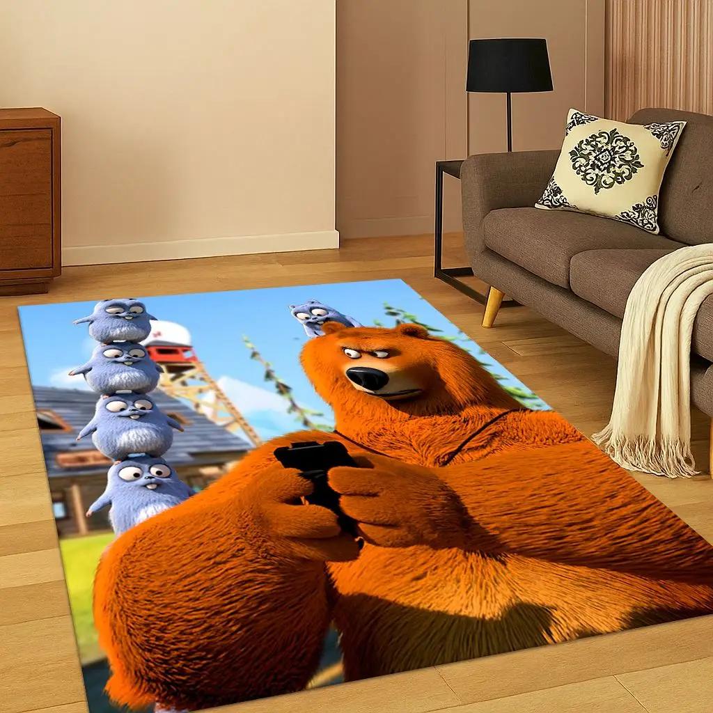 3D Grizzy and The Lemmings Cartoon Carpet Rug for Bedroom Living Room Sofa Home Decor,kids Game Area Rug Non-slip Floor Mat Gift