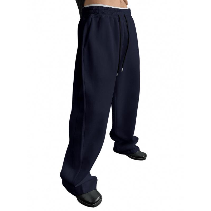 Men's 2025 European & American Style Wide-Leg Drawstring Sweatpants with Pockets