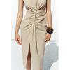 Summer New Product Women's Clothes Sexy Style V Neck Sleeveless Opening Design Bow Tie Midi Skirt Length Dress 3897103