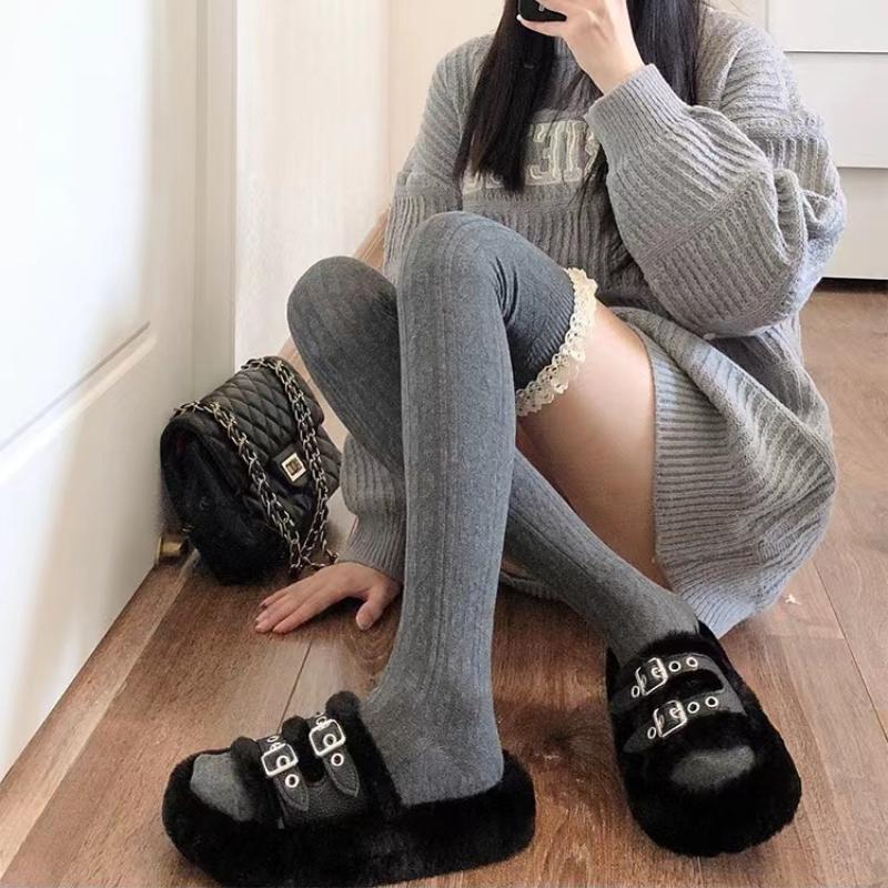 Lolita Sznurowane Długie Podkolanówki Damskie Za Kolano Podkolanówki do Uda Wiosna Jesień Moda Dziewczęca Ciepłe Seksowne Bawełniane Rajstopy JK