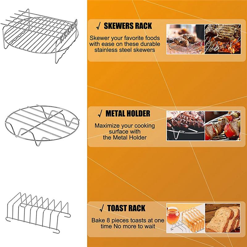 5.5 L Square Oil-Free Fryer Accessories,for Cosaori/Philips 5L 5.2L 5.5L 5.7L and More,All Brands of Square Air Fryers