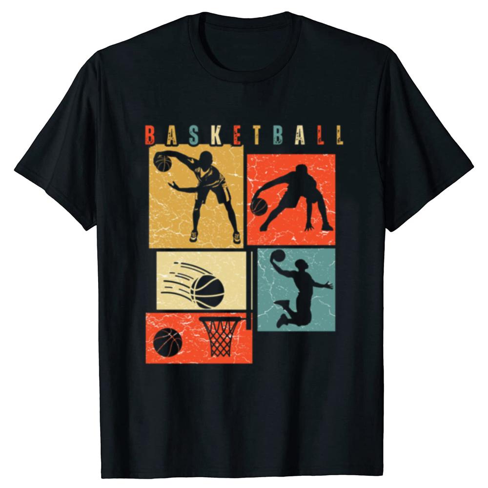 Funny Colorful Basketball Design Boys Player T Shirt Men Women Cotton Humor Streetwear Tee Shirt Short Sleeve Unisex Clothing