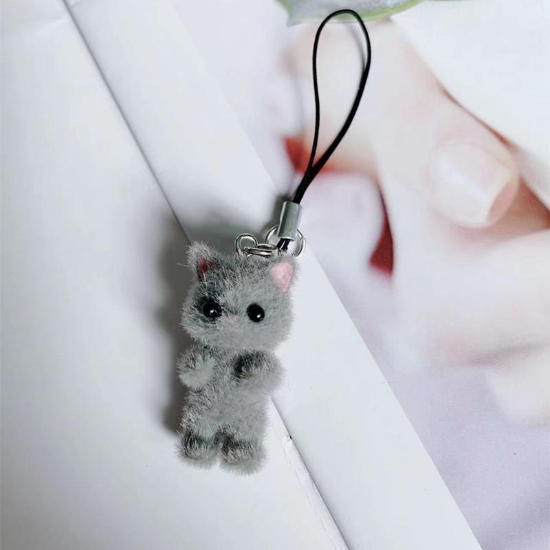 Cartoon Cute Three-Dimensional Cat Pendant Phone Lanyard Cute Cat Doll Mobile Phone Strap Keychain Couple Pendant Bag Decoration