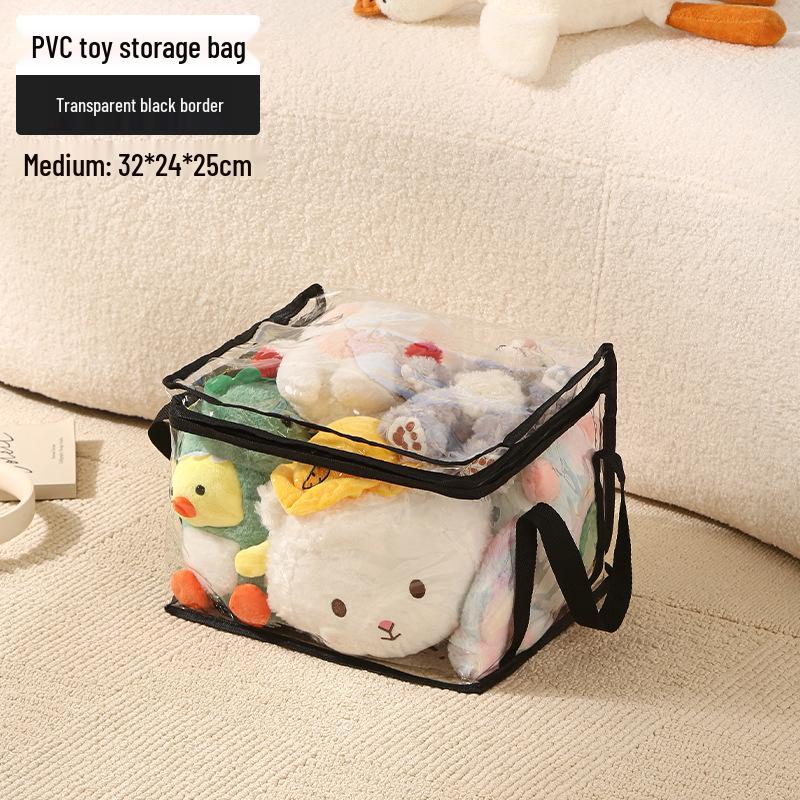 Transparent Plush Toy Storage Box for Dolls & Books, Large Capacity, Waterproof