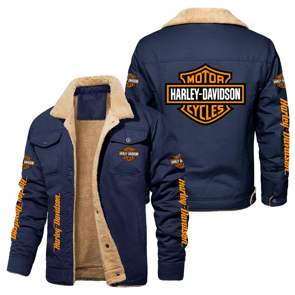 Hot Sale Eagle Skull Ha Lei Locomotive Autumn and Winter Fleece European Size Cotton Jacket Sports Jacket Men's Jacket