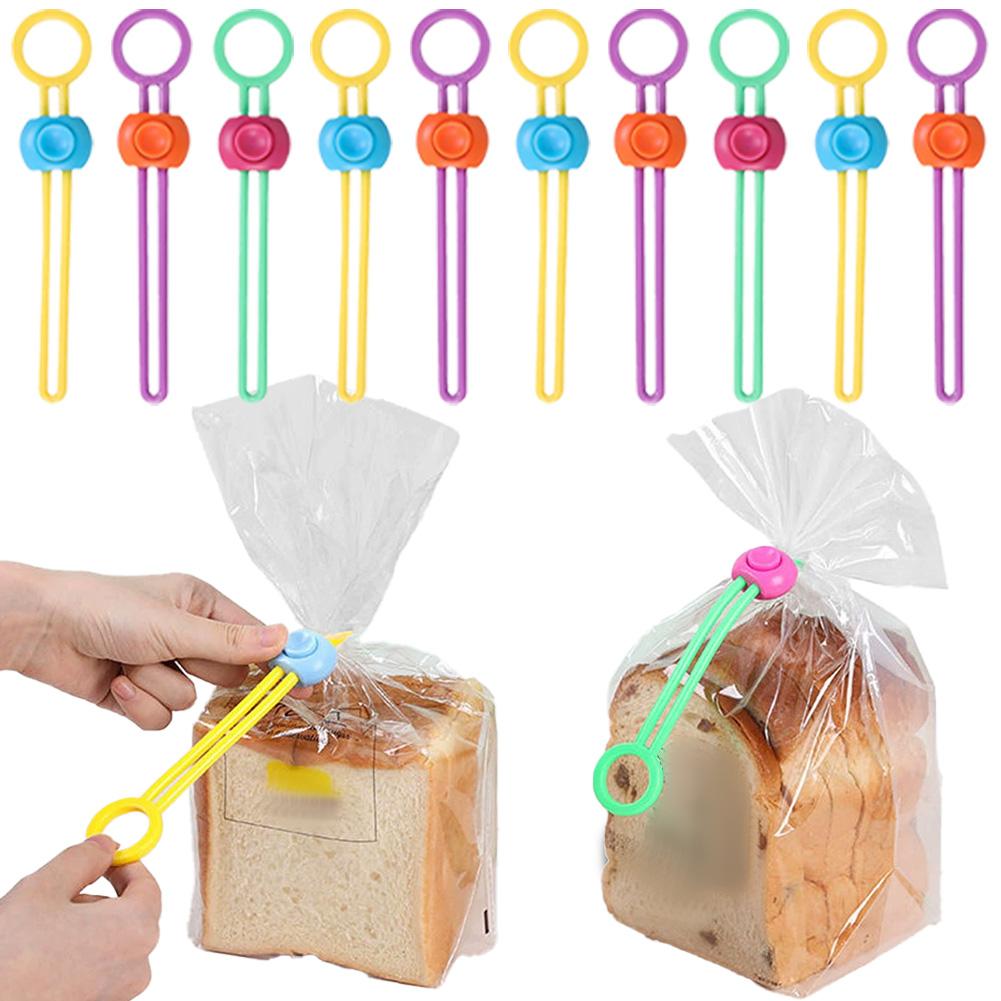 10/20/30/50pcs Silicone Food Bag Sealing Strap Freshness Sealing Clip Adjustable Clip Portable Data Cable Storage Kitchen Gadget