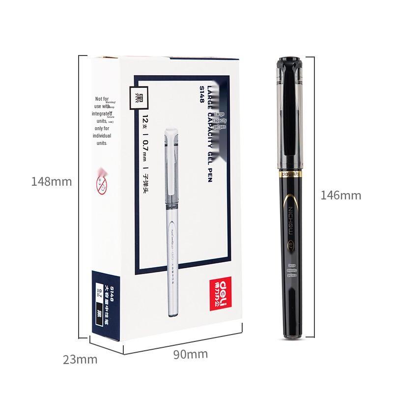 Deli S148 Large Capacity 0.7mm Black Gel Pens